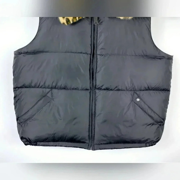 Ralph Lauren Denim & Supply Down Small Vest Leopard Faux Fur Black - Picture 11 of 12